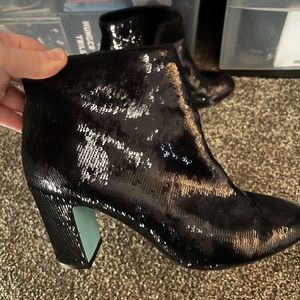Betsey Johnson Black Sequence Boots